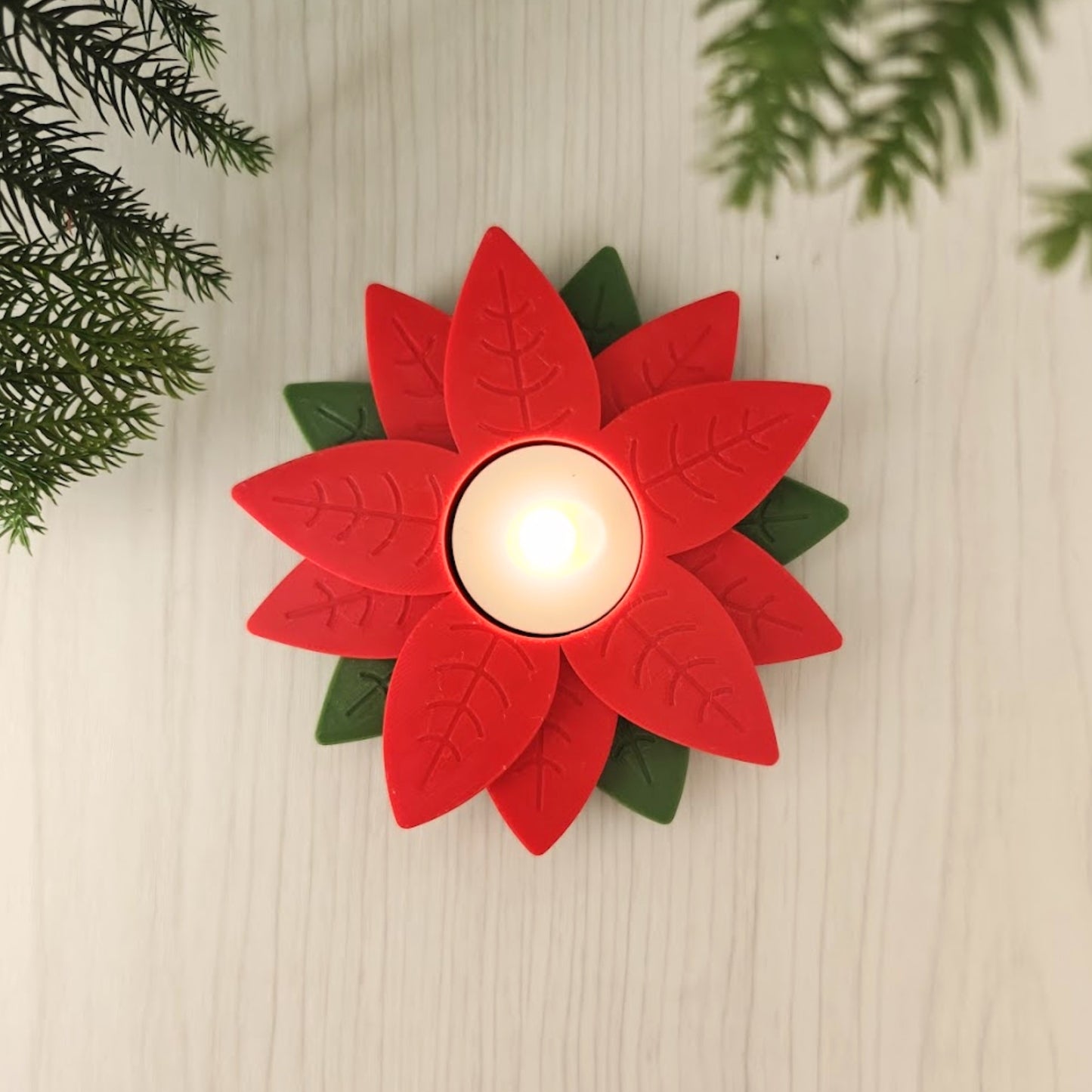 Poinsettia Tealight Holder, Christmas Decor