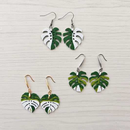 Earrings Monstera with Leaf Holes