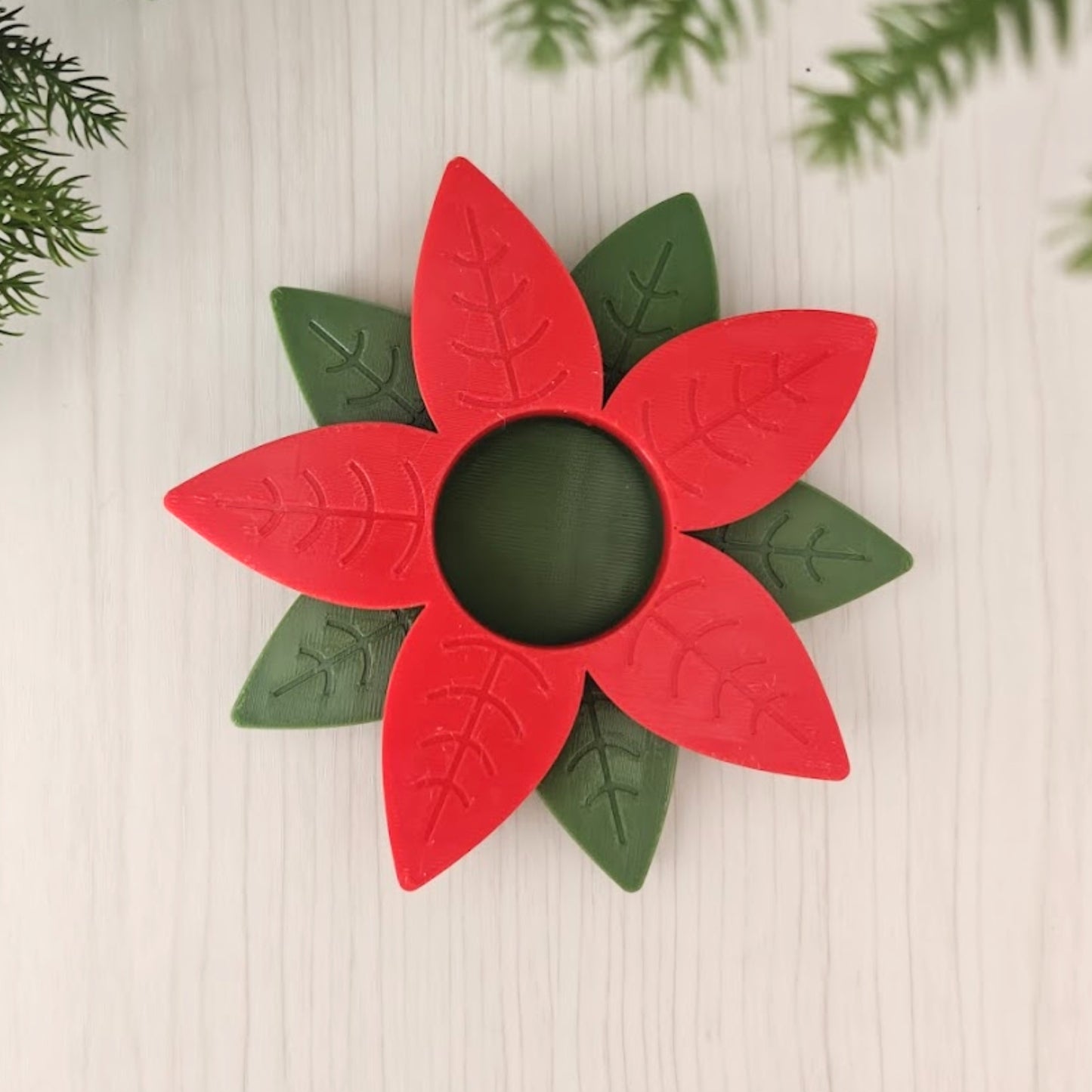 Poinsettia Tealight Holder, Christmas Decor