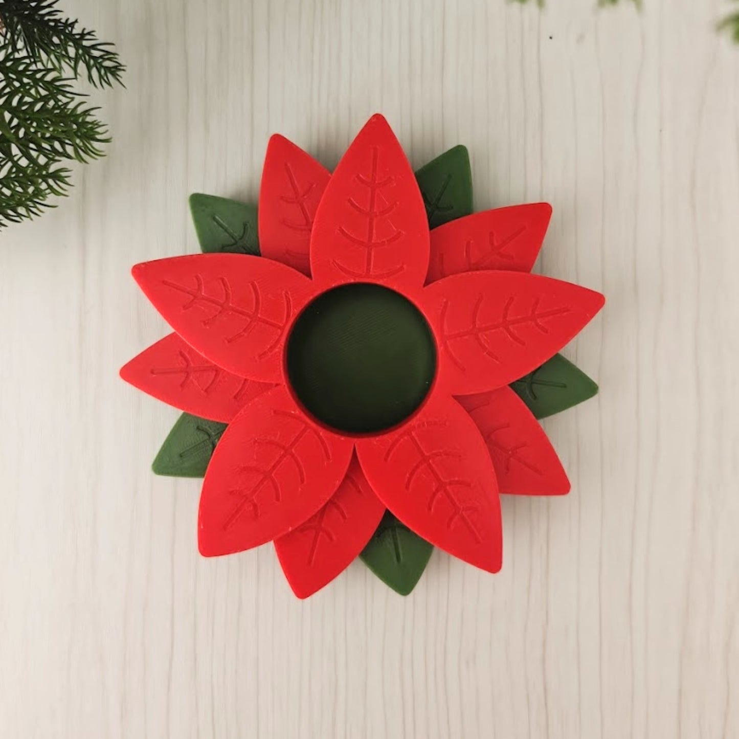 Poinsettia Tealight Holder, Christmas Decor
