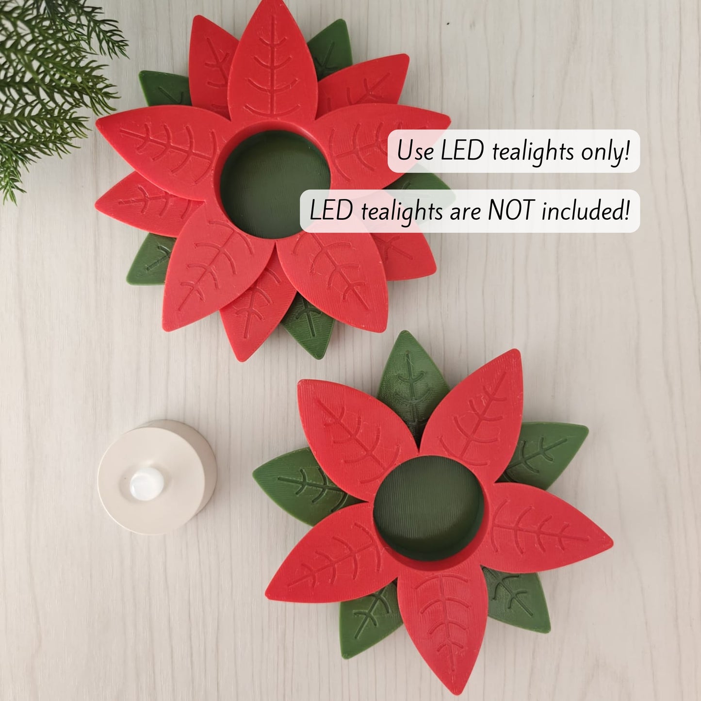 Poinsettia Tealight Holder, Christmas Decor