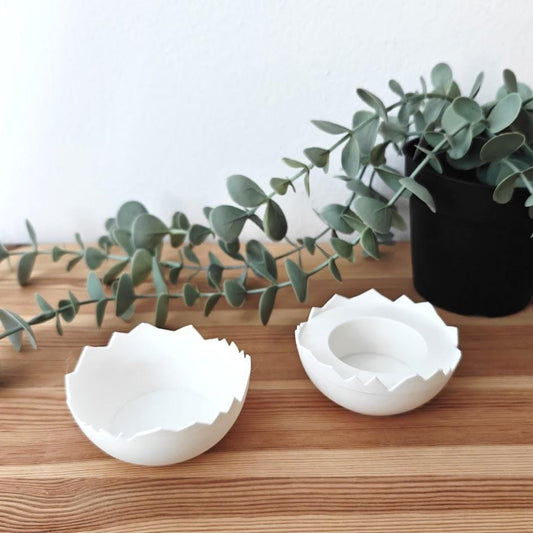 Eggshell Tealight Holder and Small Decorative Bowl, Easter Decoration, Spring Decor, Housewarming Gift, 3d print