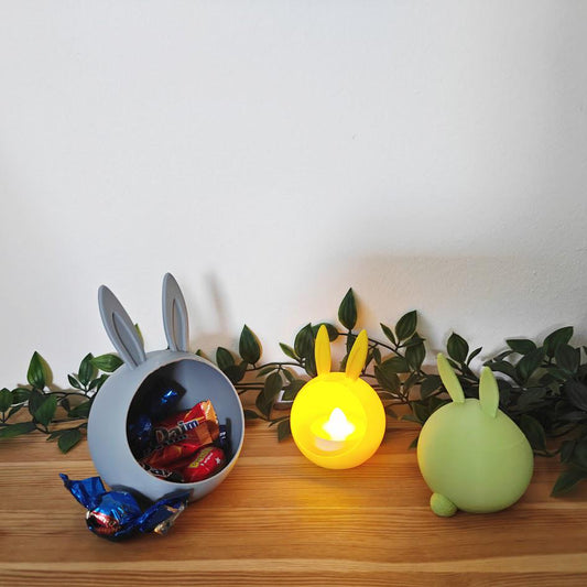 Hungry Bunny Bowls – Multi-Purpose Bowls in 2 Sizes, Tealight Holder or Candy Storage Box, Easter Spring Decor, Housewarming Gift, 3d print, pastel colors