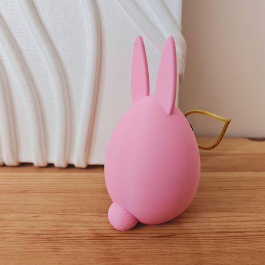 Bunny with Glasses Easter Decor, Cute Spring Decoration, Egg shaped Rabbit, in Pastel Colors, 3d print