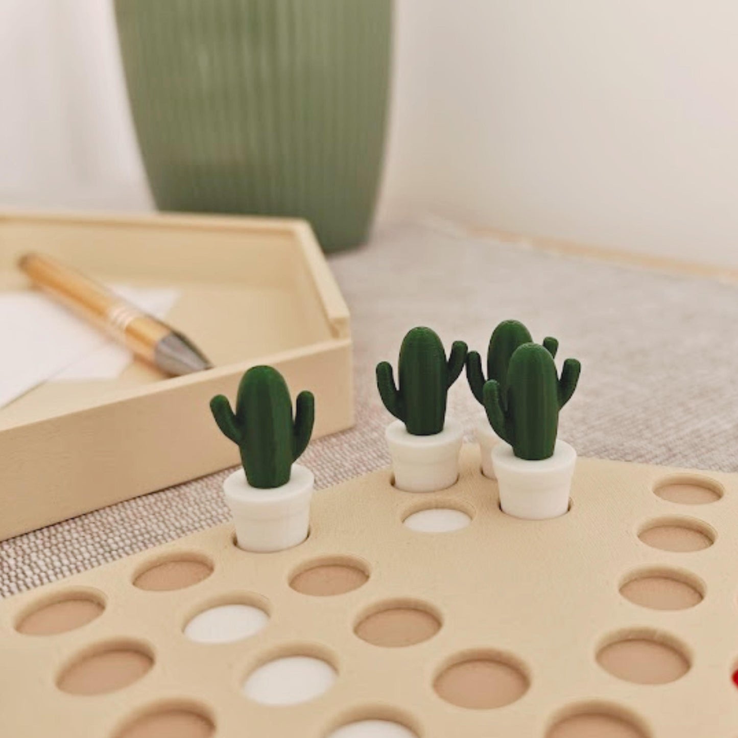 6-Player Ludo Board Game, Cactus or Regular Figurines, Storage Tray & Detachable Lid