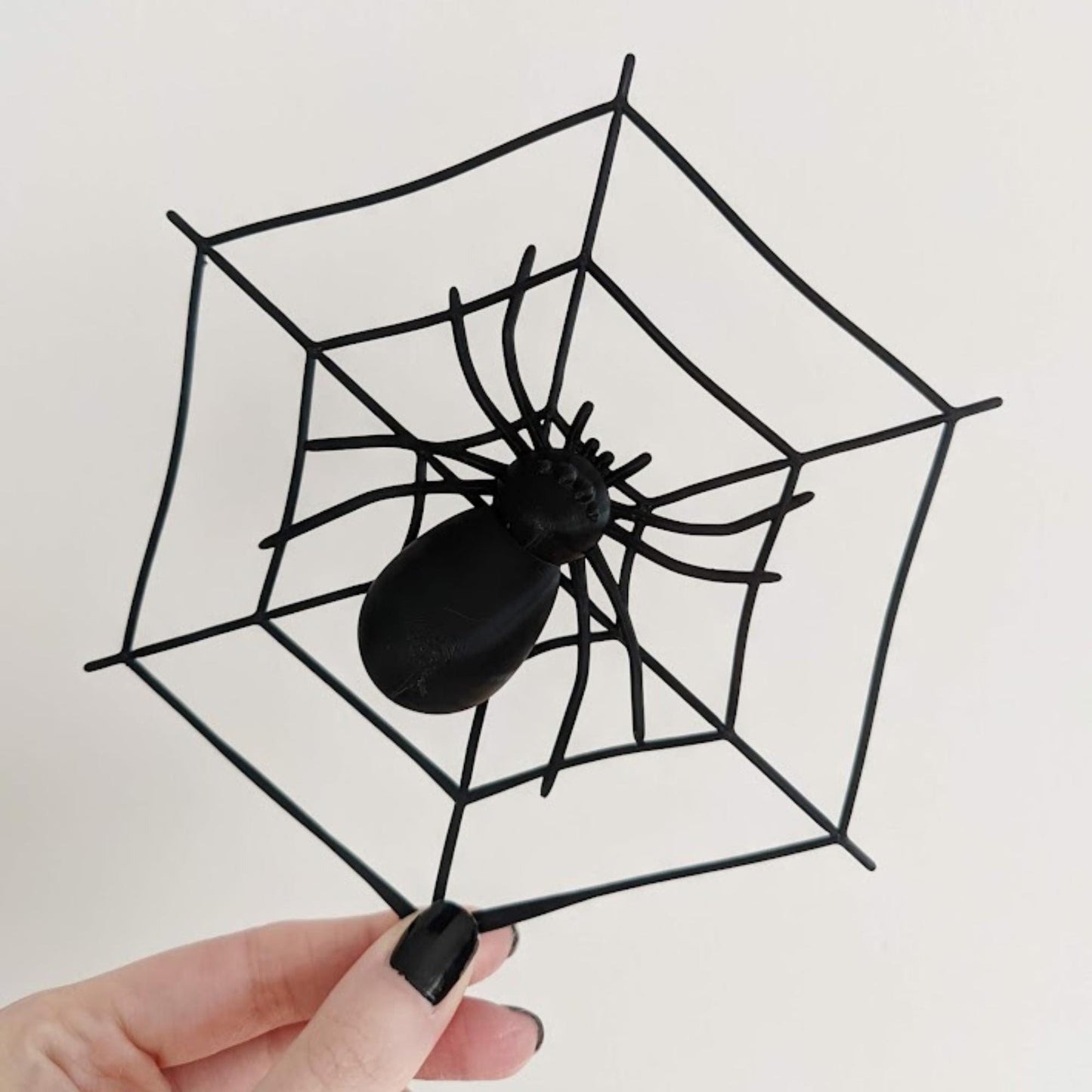 Spider in Cobweb, Scary Gothic Halloween Decor, 3D Printed Spider Web, Optional LED Fairy Lights