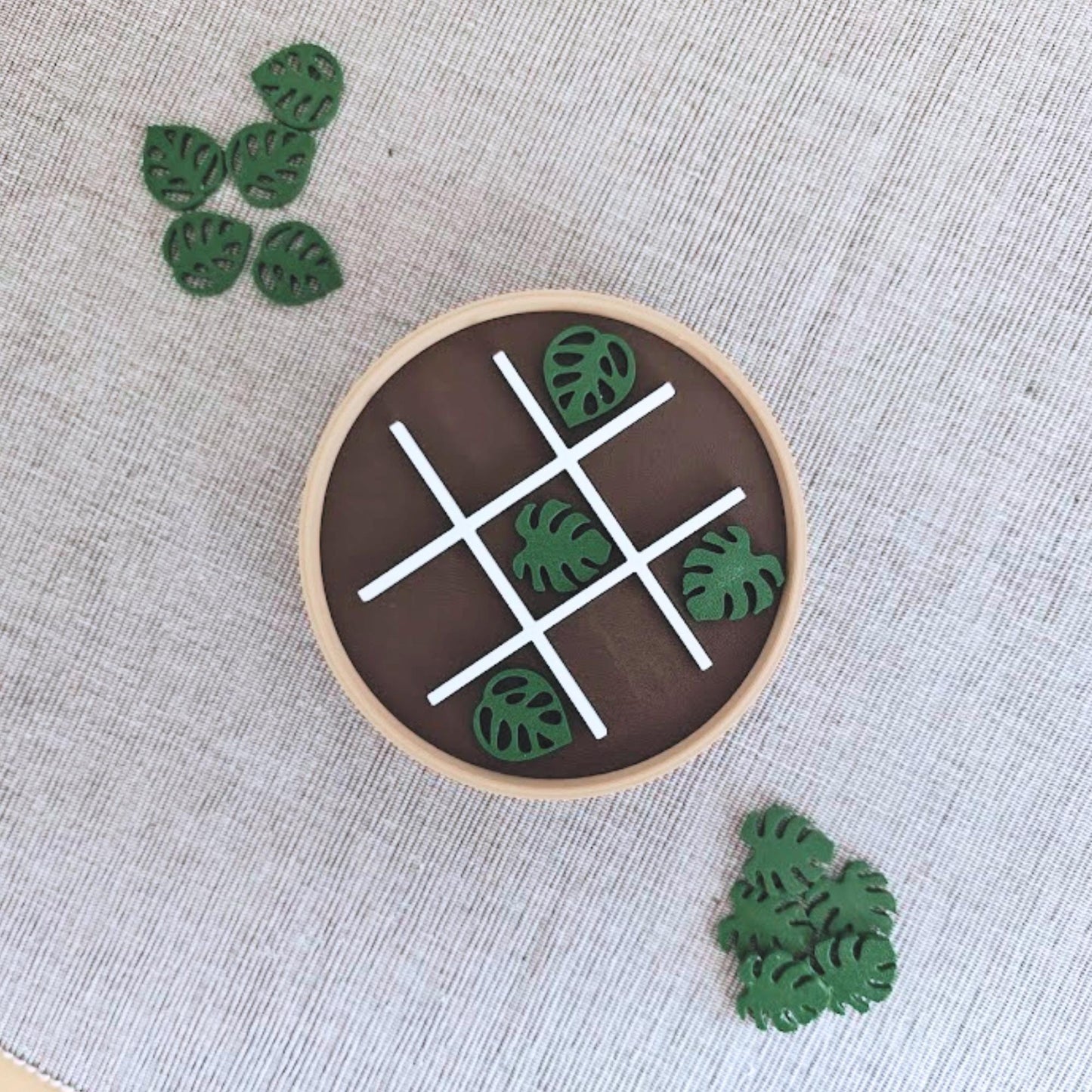 Plant-Themed Tic Tac Toe Game, Monstera Deliciosa vs Adansonii or Cacti Edition, 3D Printed Board Game with Storage
