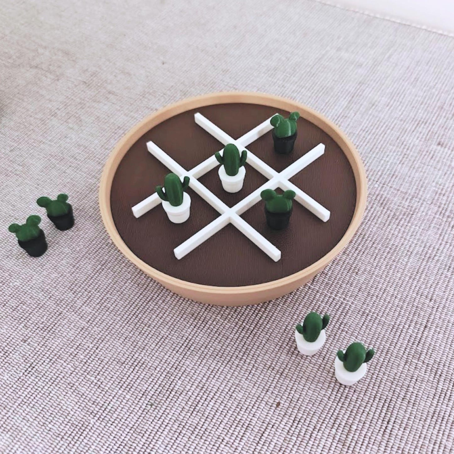 Plant-Themed Tic Tac Toe Game, Monstera Deliciosa vs Adansonii or Cacti Edition, 3D Printed Board Game with Storage