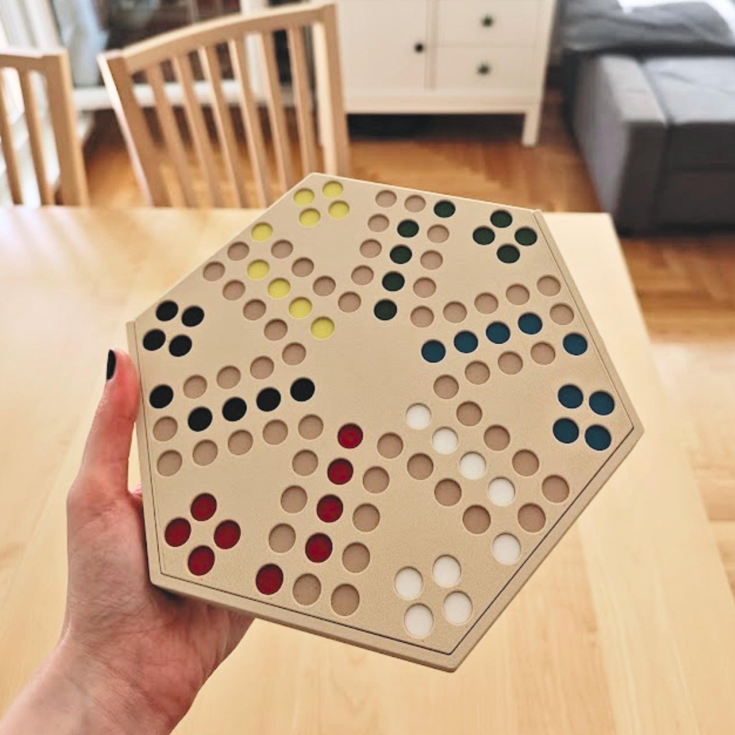 6-Player Ludo Board Game, Cactus or Regular Figurines, Storage Tray & Detachable Lid