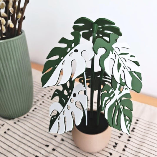 Monstera Coaster Plant, Two-Toned MAGNETIC Leaves with Inner Fenestrations, Coaster Set Gift for Plant Lovers, 3D printed Coasters