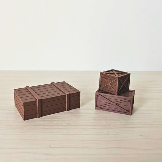 Miniature Crates, Set of 3, 1/24 and 1/18 Scale Diorama Accessories for Mini Displays, Model Scenes, Crafts, Hobby Projects, 3D print