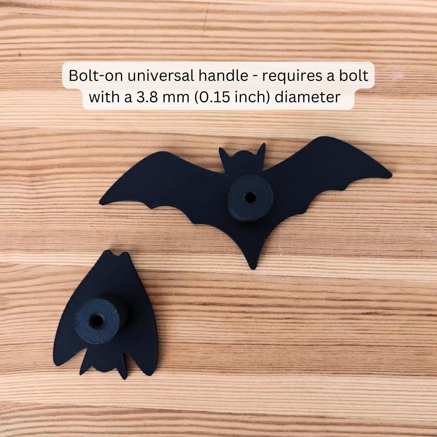 Bat Cabinet Handles, Flying or Sleeping Bat Design, 3D Printed Drawer Pulls, Bolt-On Universal Knobs, Halloween or Gothic Home Decor