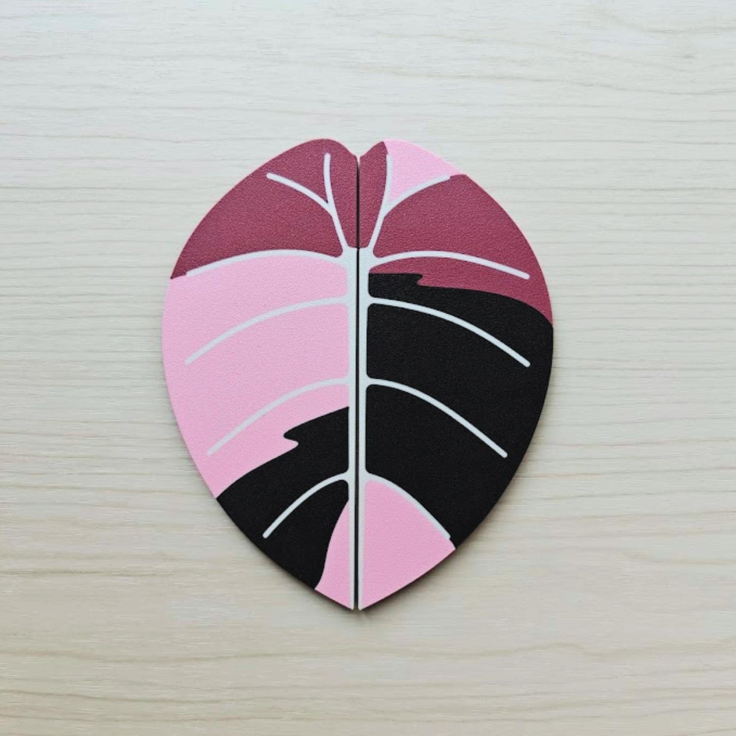 Slip-On Leaf Handles for IKEA MILSBO & RUDSTA Cabinet, No Tools Needed, 3D Printed Variegated Alocasia Melo Plant Decor