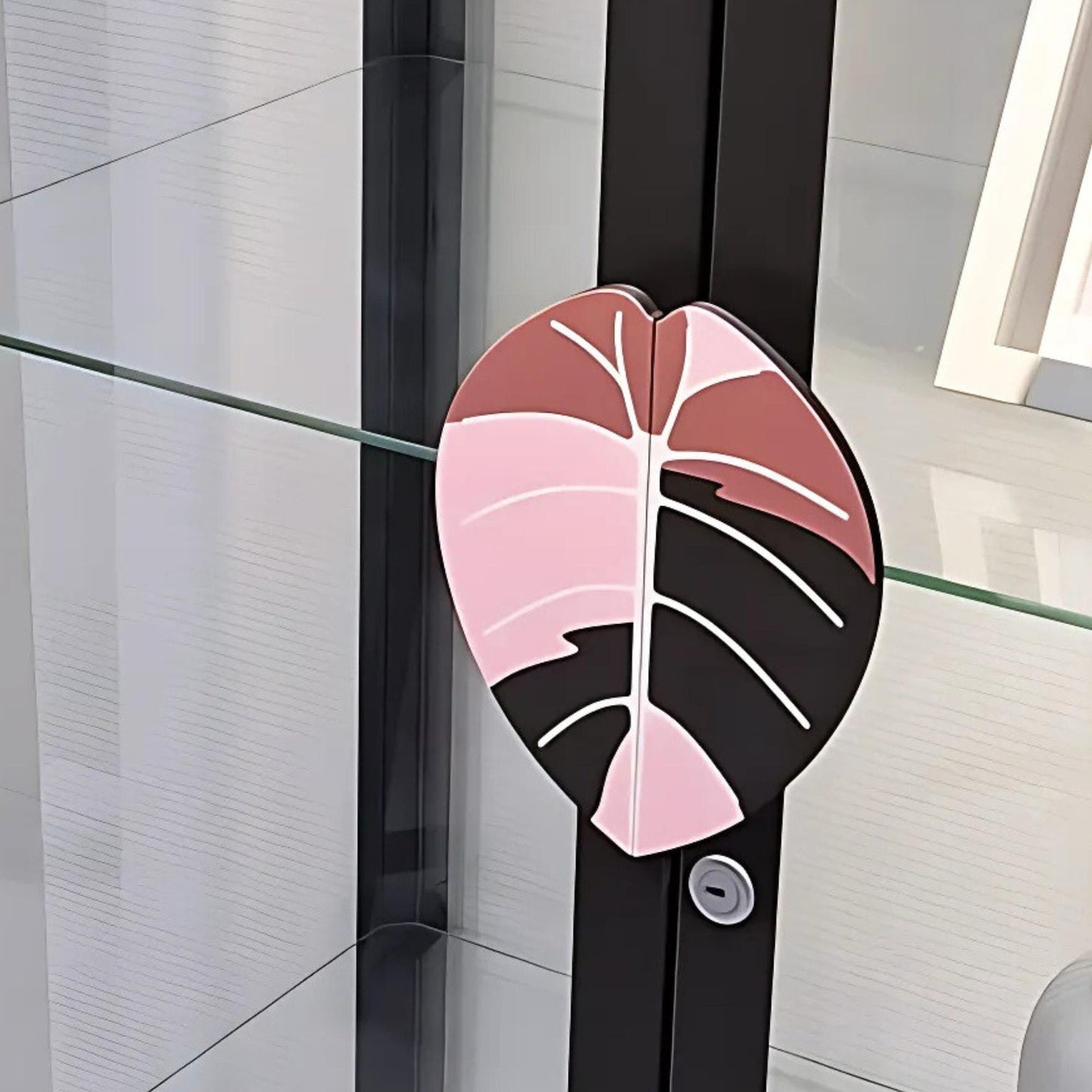 Slip-On Leaf Handles for IKEA MILSBO Cabinet, No Tools Needed, 3D Printed Variegated Alocasia Melo Plant Decor