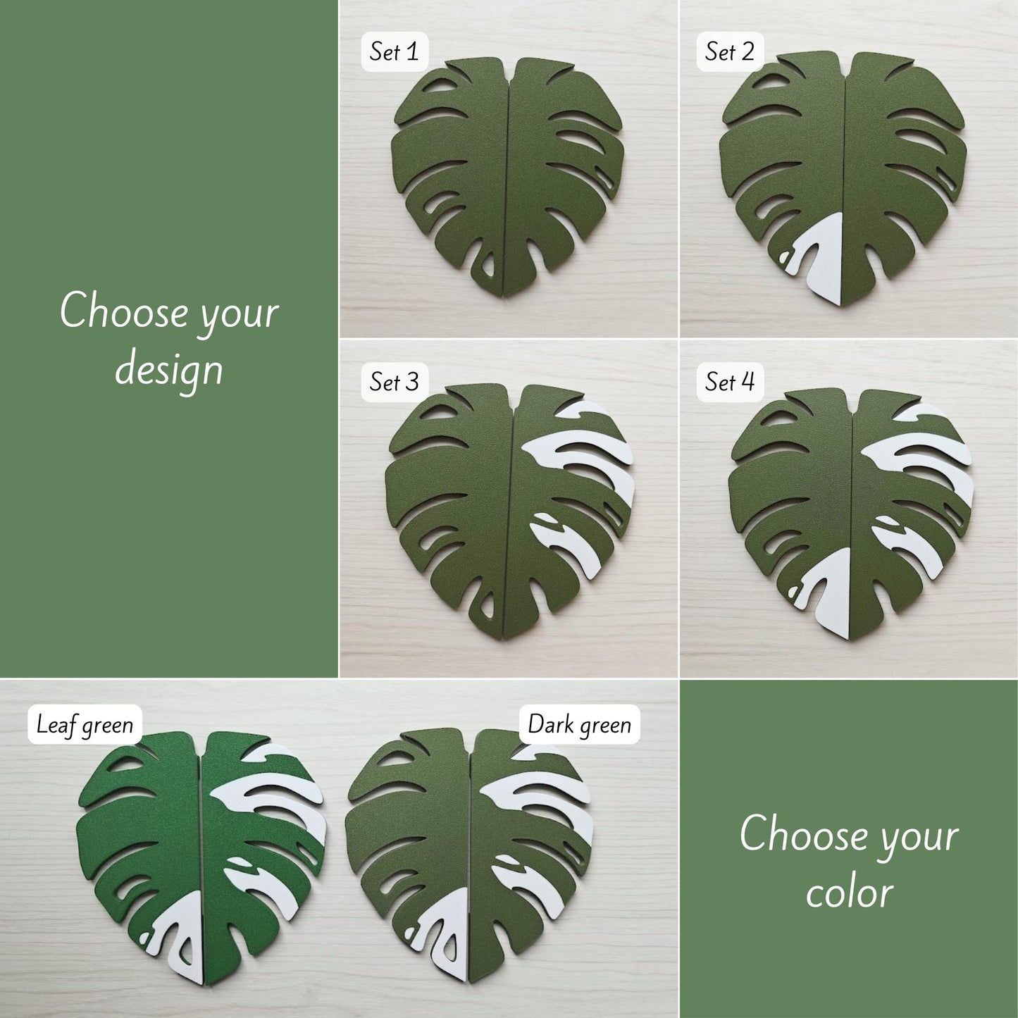 Slip-On Monstera Leaf Handles for IKEA MILSBO & RUDSTA Cabinet, No Tools Needed, 3D Printed Variegated Plant Decor