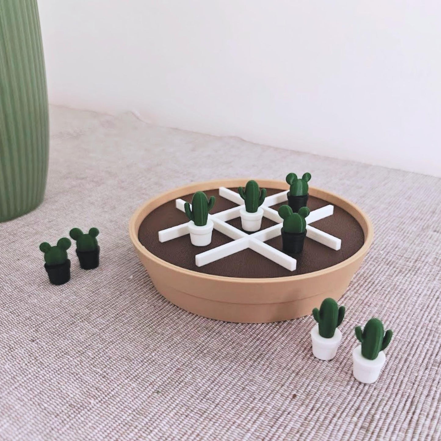 Plant-Themed Tic Tac Toe Game, Monstera Deliciosa vs Adansonii or Cacti Edition, 3D Printed Board Game with Storage
