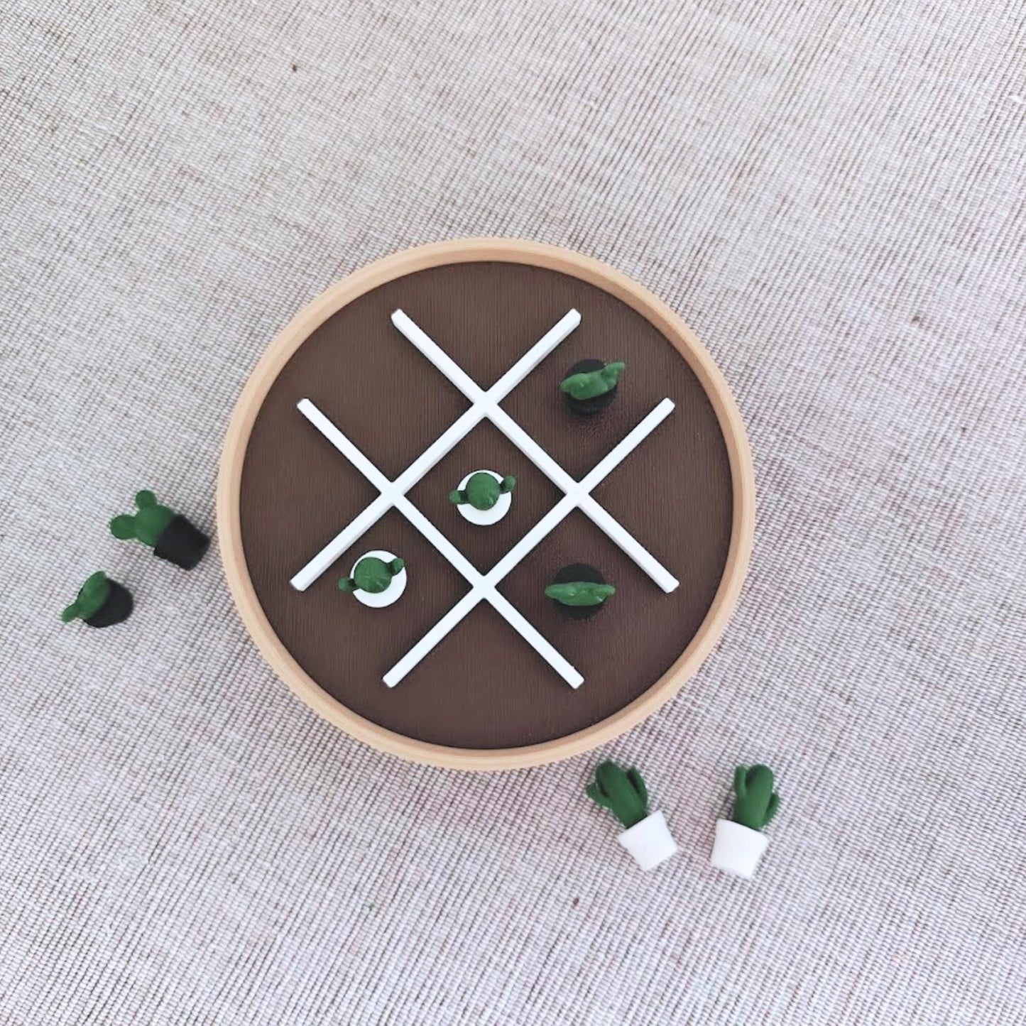 Plant-Themed Tic Tac Toe Game, Monstera Deliciosa vs Adansonii or Cacti Edition, 3D Printed Board Game with Storage