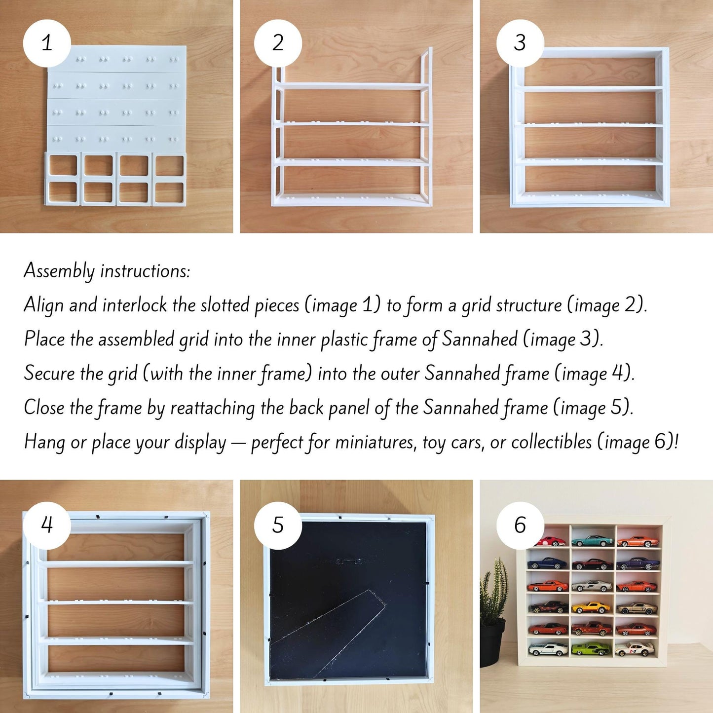 Grid Inserts for IKEA Sannahed Frame, Lego Figurine Display Organizer, 3D printed Inlay