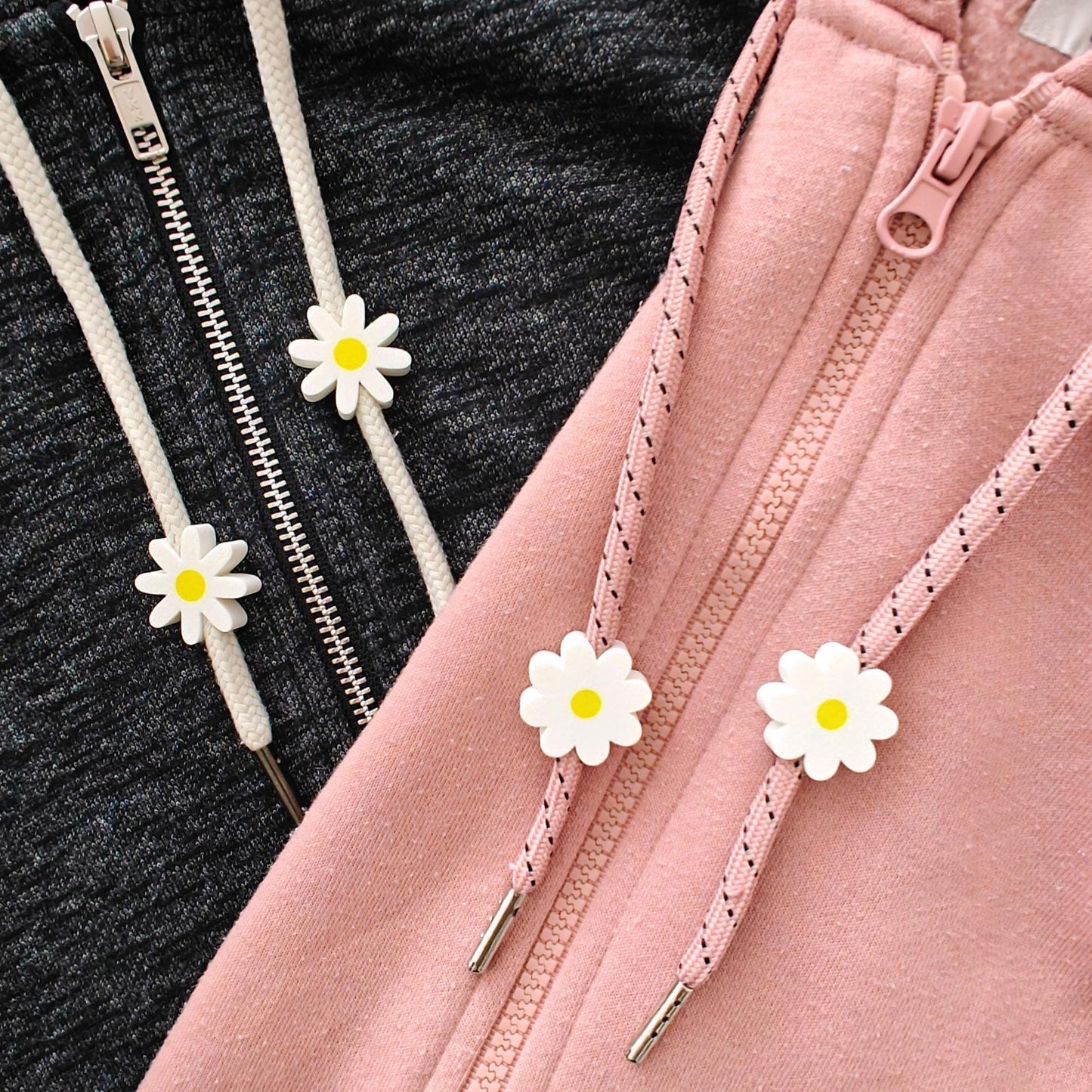 Daisy Drawstring Charms, Flower Hoodie & Sweatpants Accessories, 3D Printed Clothing Add-Ons