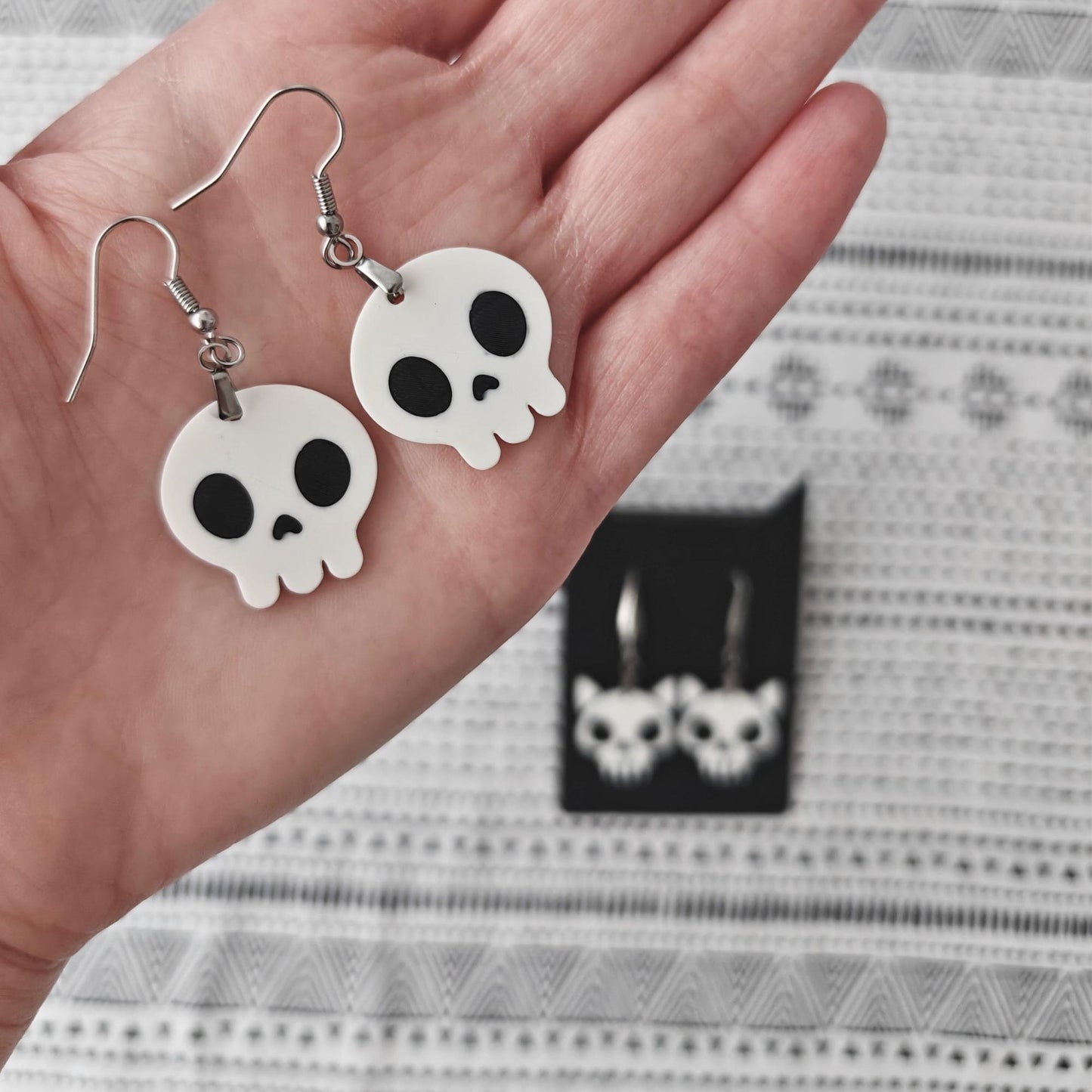 Gothic & Spooky Earrings, Cat Skull Jewelry, Ghost Cat Earrings, 3D printed Halloween Accessories
