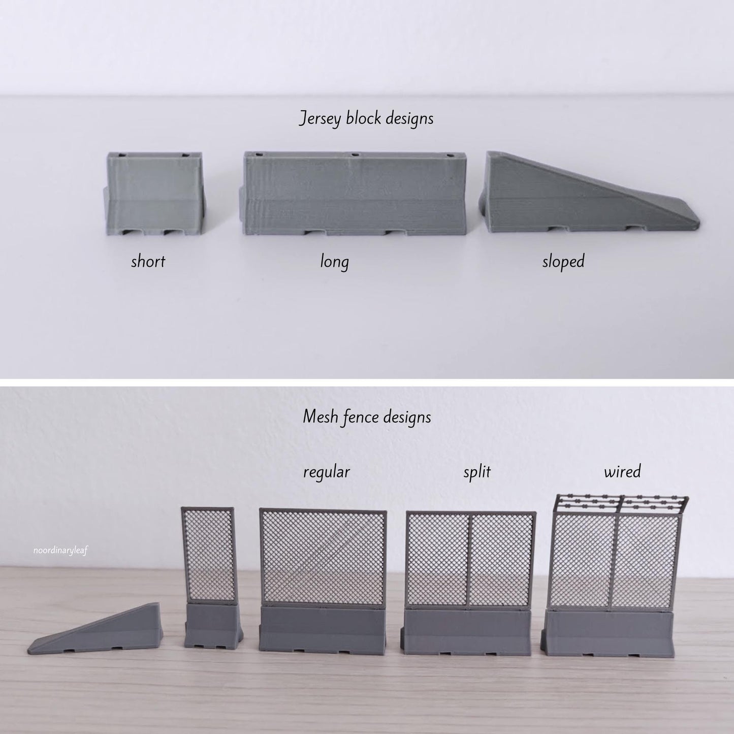 Miniature Jersey Barriers & Mesh Fencing in 1:64 Scale, Diorama Race Track Accessories, Model Scenes, Crafts, Hobby Projects, 3D print