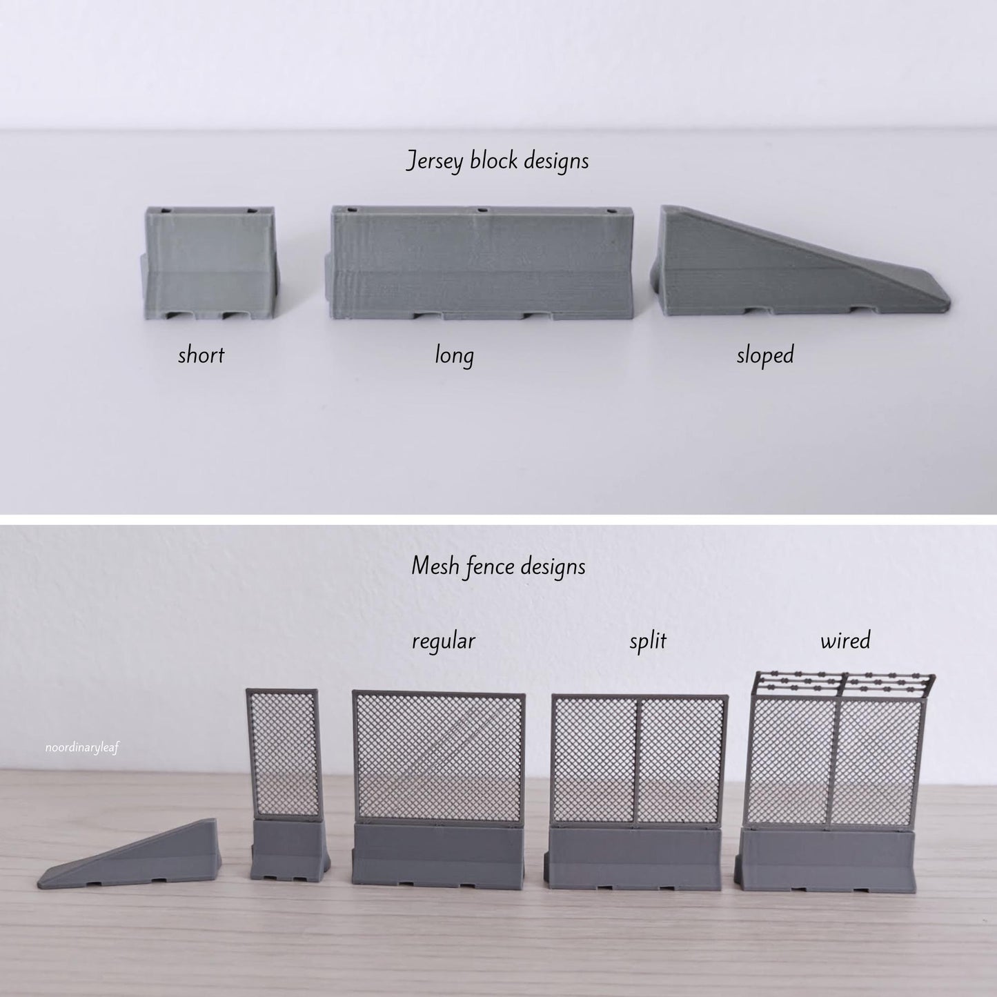 Miniature Jersey Barriers 1:120 TT Scale with Mesh Fencing, Diorama Race Track Accessories, 3D print