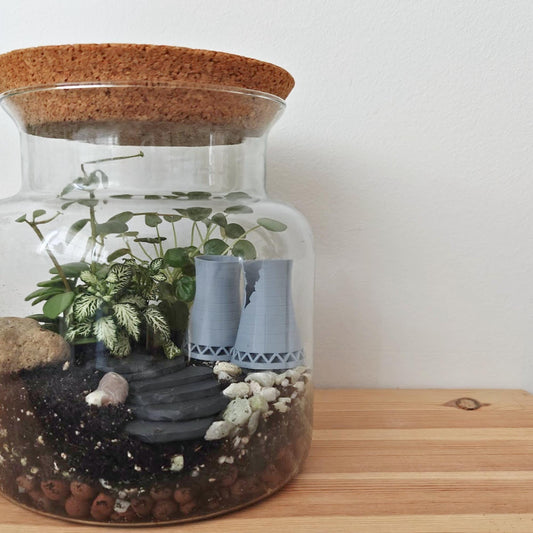 Mini Nuclear Cooling Tower, Terrarium or Diorama Prop, 3D Printed