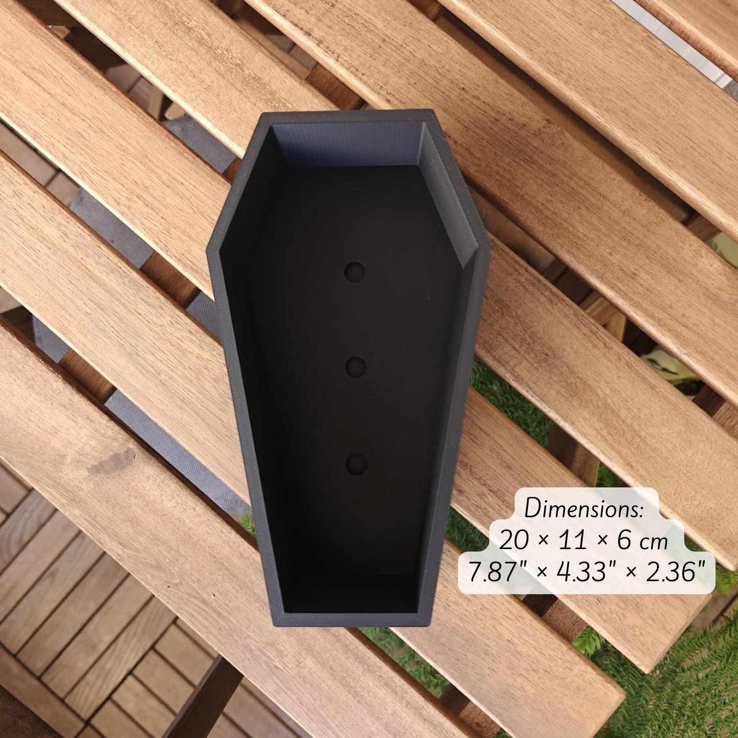 Coffin Planter with Drainage & Tray, Gothic Plant Pot, Home Decor, 3D Printed Planters, Halloween Decor