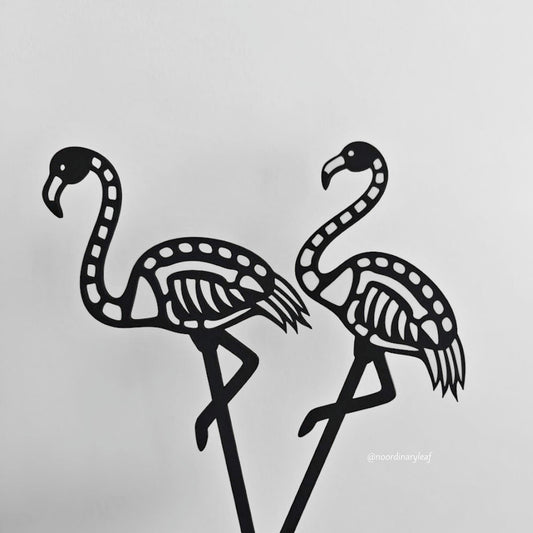 Skeleton Flamingo Plant Stake, Halloween Flamingo Decoration, Goth Plant Trellis, Skeleton Flamingo Topper, 3D Printed