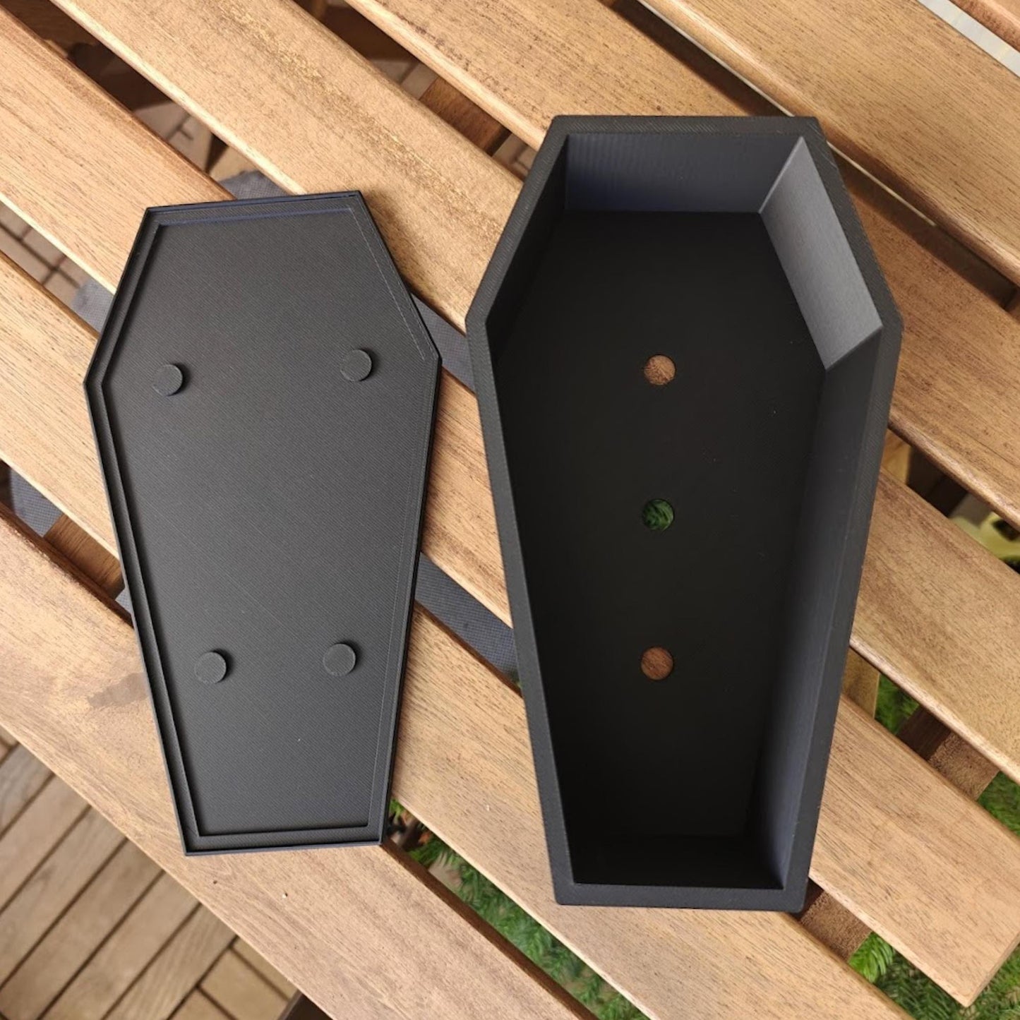 Coffin Planter with Drainage & Tray, Gothic Plant Pot, Home Decor, 3D Printed Planters, Halloween Decor