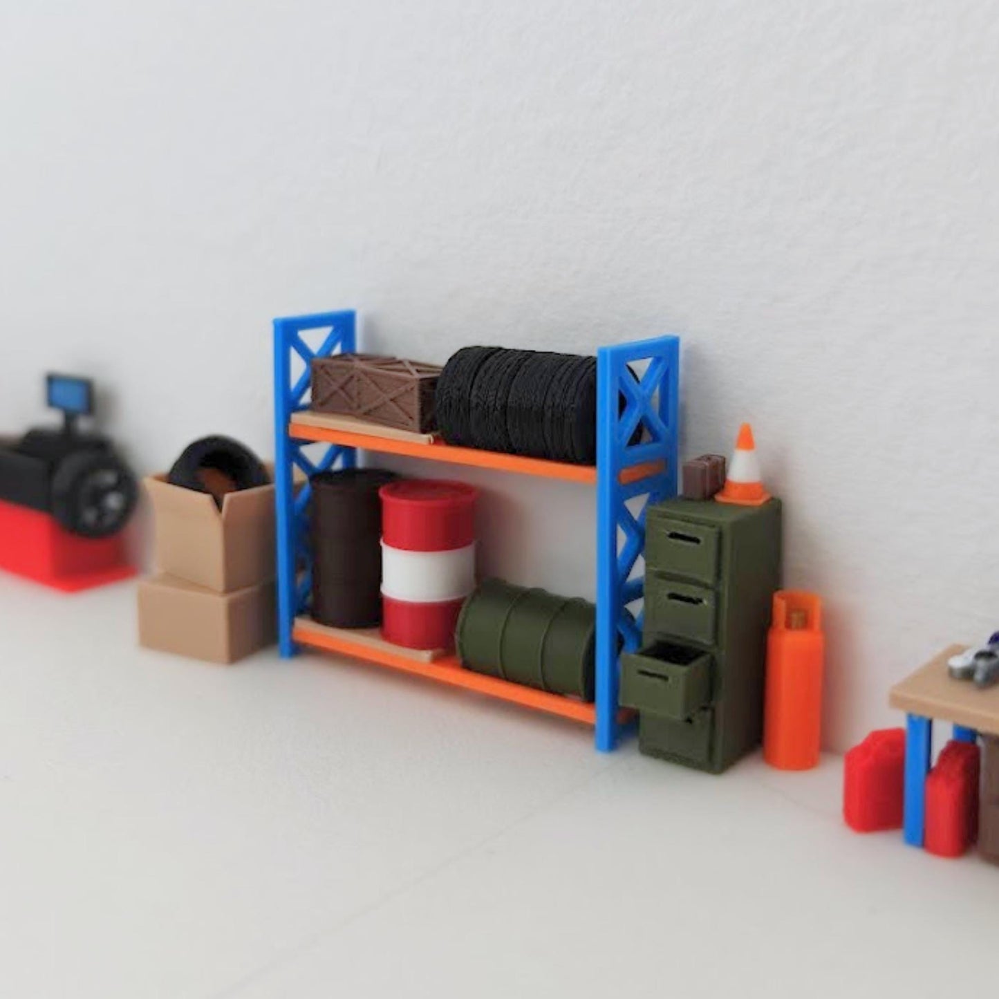 Miniature Tire Rack Shelf, 1:64 Scale Garage Accessory for Mini Displays, Model Scenes, Crafts, Hobby Projects, 3D print