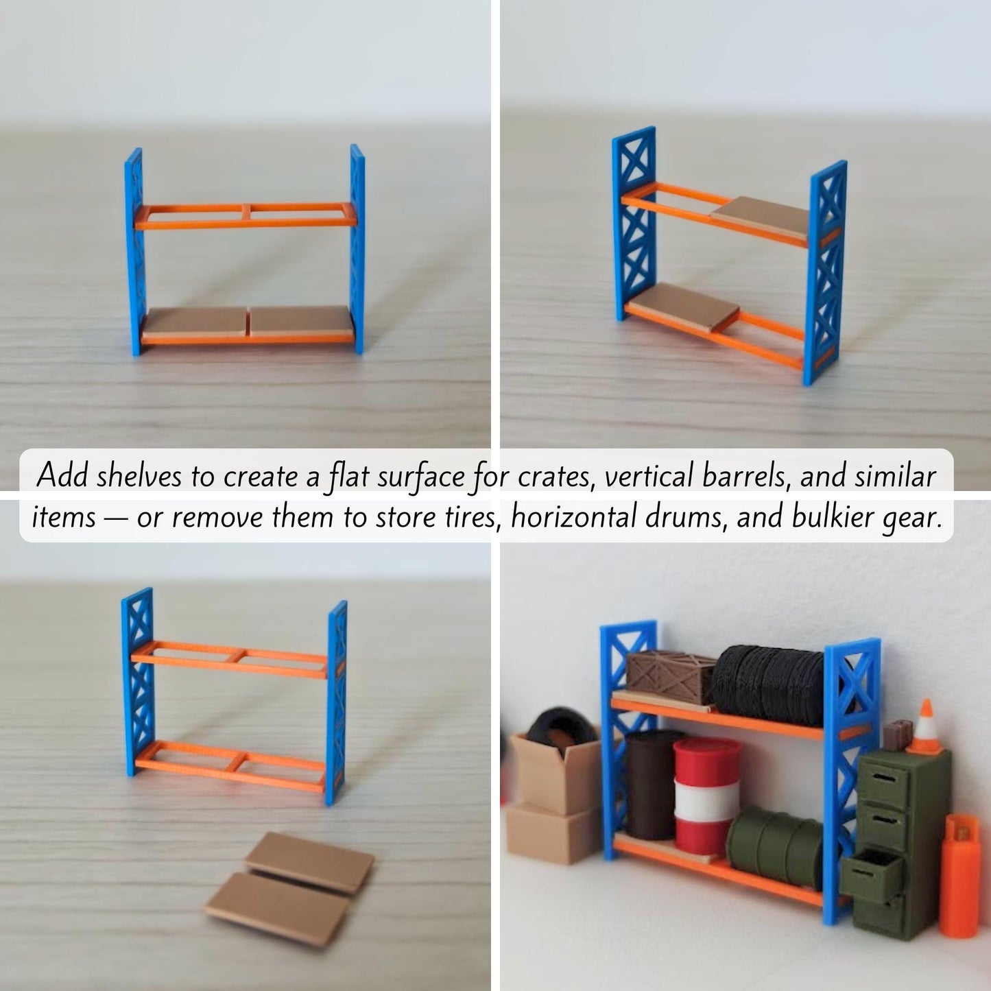 Miniature Tire Rack Shelf, 1:64 Scale Garage Accessory for Mini Displays, Model Scenes, Crafts, Hobby Projects, 3D print