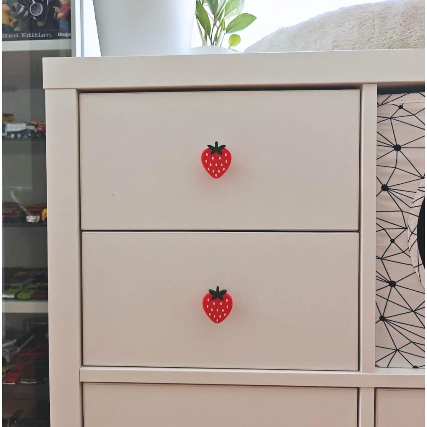 Strawberry Knobs for Drawer or Door, Fruit Handle, 3D Printed Bolt-On Pull for Drawers, Dressers & Cupboards