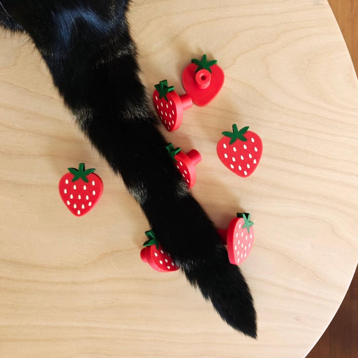 Strawberry Knobs for Drawer or Door, Fruit Handle, 3D Printed Bolt-On Pull for Drawers, Dressers & Cupboards