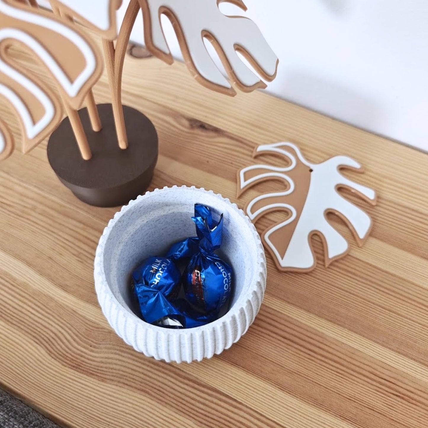 Gingerbread Monstera Coaster Set, Christmas Gift for Plant Lovers, 3D printed Festive Monstera Coaster Plant