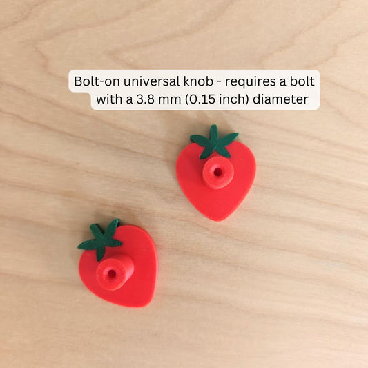 Strawberry Knobs for Drawer or Door, Fruit Handle, 3D Printed Bolt-On Pull for Drawers, Dressers & Cupboards