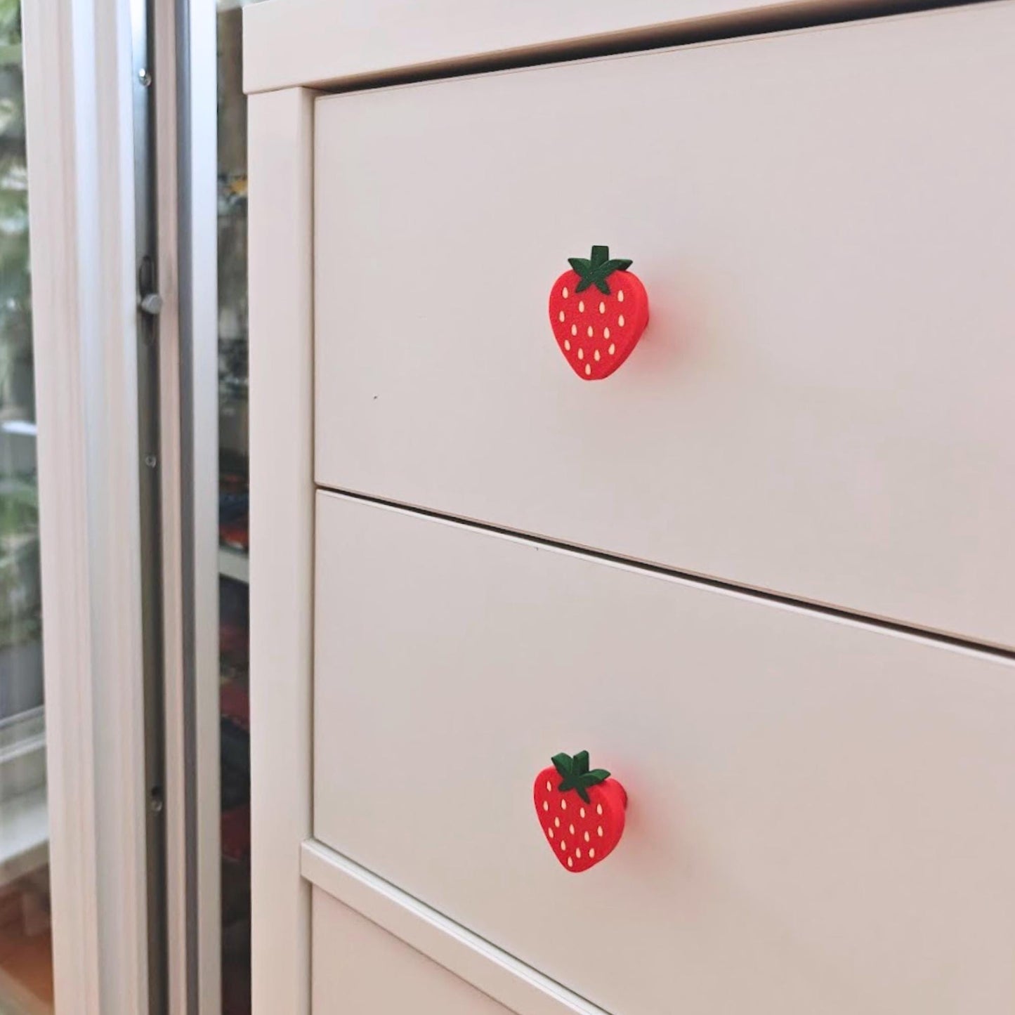 Strawberry Knobs for Drawer or Door, Fruit Handle, 3D Printed Bolt-On Pull for Drawers, Dressers & Cupboards