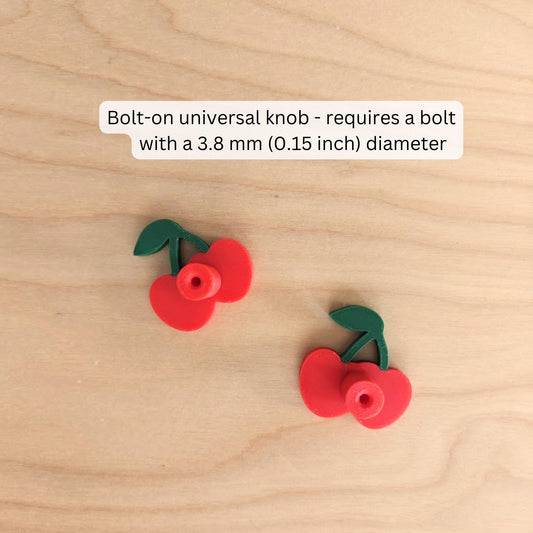 Cherry Knobs for Drawer or Door, Fruit Handle, 3D Printed Bolt-On Pull for Drawers, Dressers & Cupboards