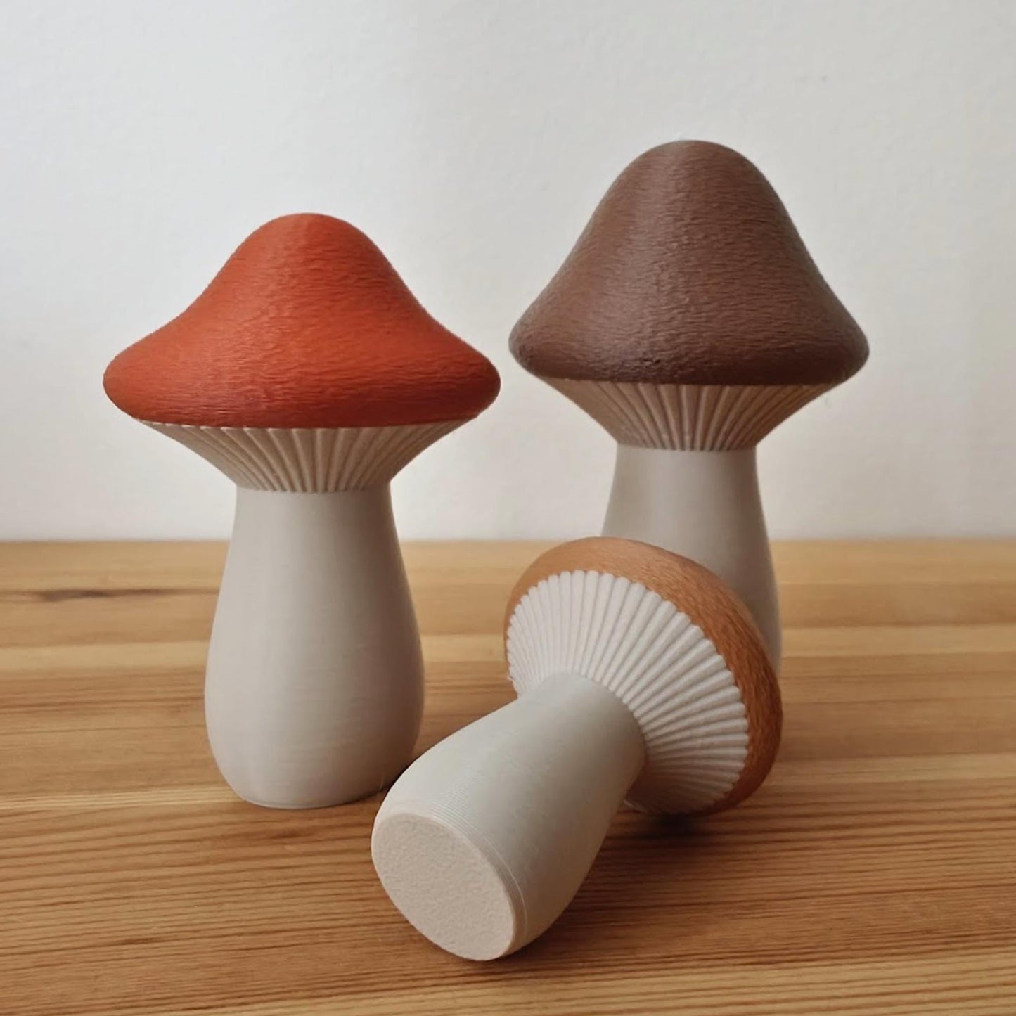 Mushroom Decor Set of 3, Mini 3D-Printed Toadstools, Neutral Autumn Accents, 3D Printed Fall Decor