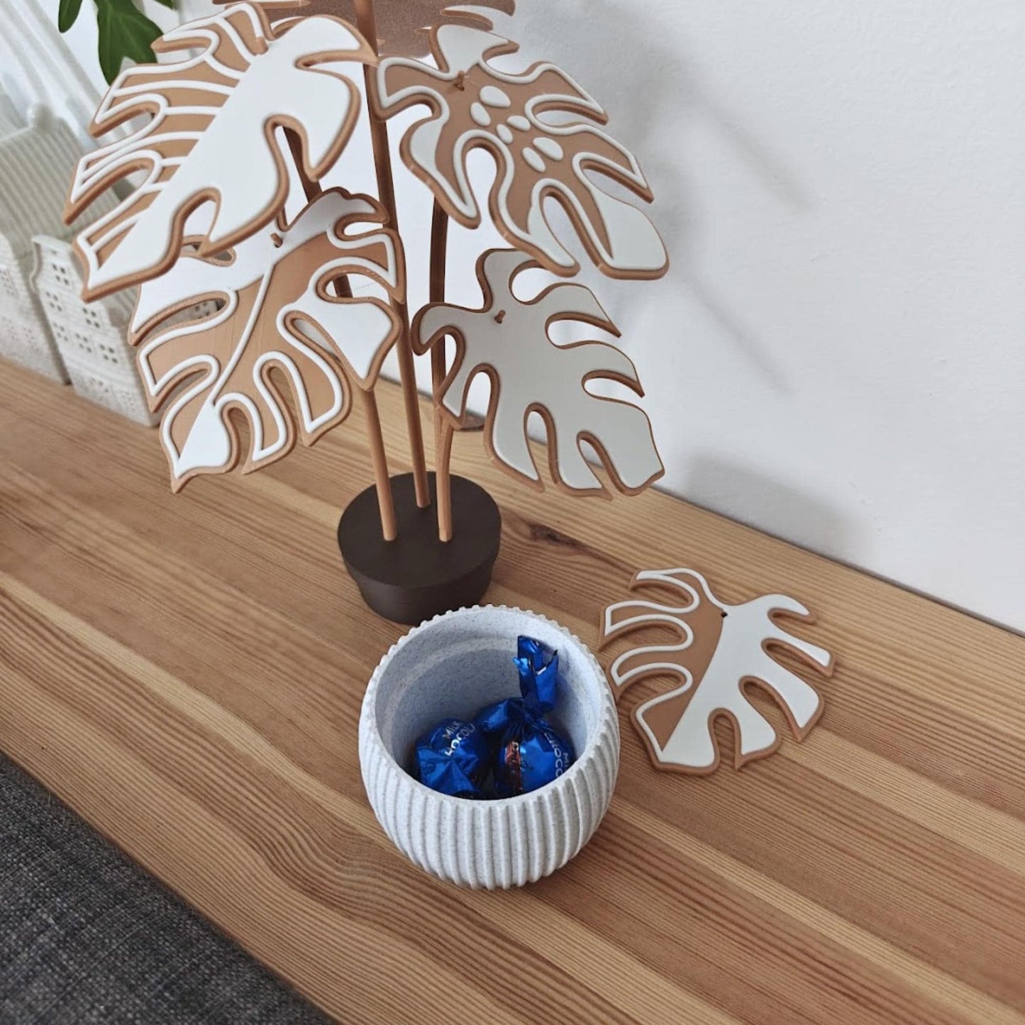 Gingerbread Monstera Coaster Set, Christmas Gift for Plant Lovers, 3D printed Festive Monstera Coaster Plant