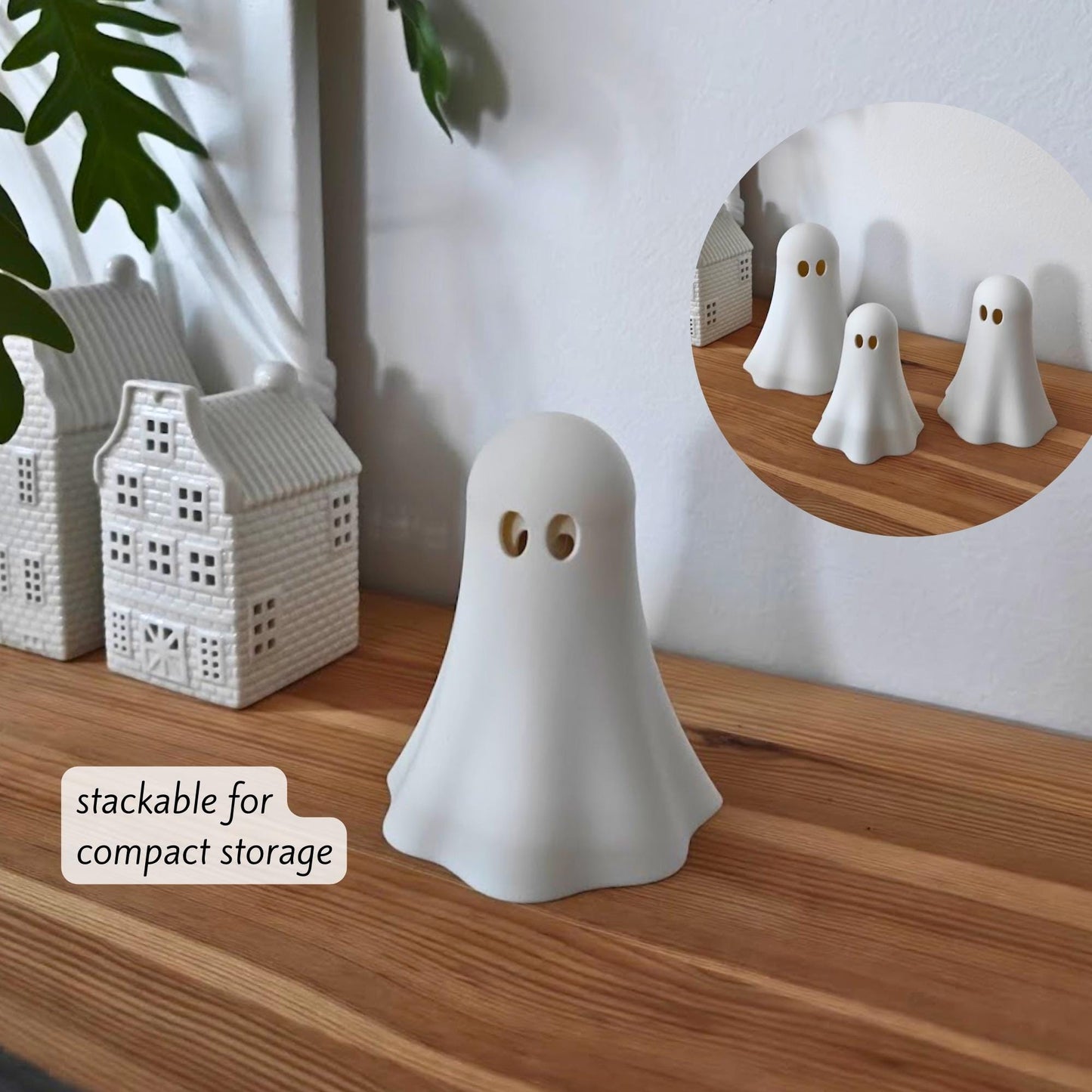 Ghost Tealight Covers, Stackable fo compact storage