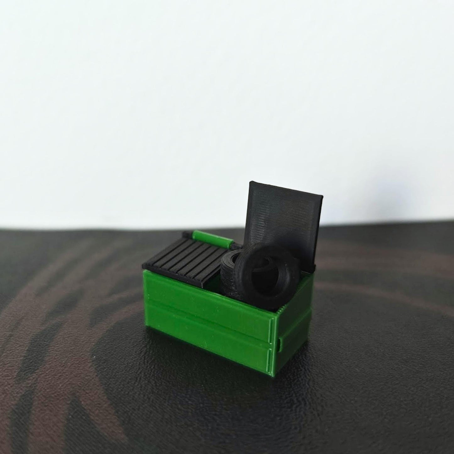 Miniature 1/64 Scale Dumpster, Diorama Accessory for Diecast & Garage Scenes, 3D printed Junkyard Prop
