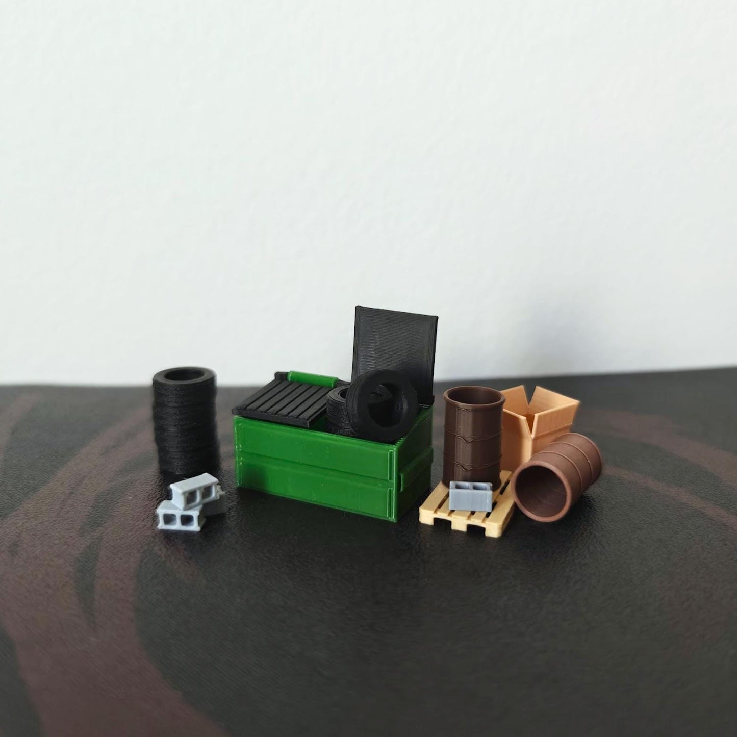 Miniature 1/64 Scale Dumpster, Diorama Accessory for Diecast & Garage Scenes, 3D printed Junkyard Prop