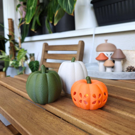 Pumpkins & Tealight Covers, Mix and Match Autumn Decor, Cozy Fall Table and Shelf Decoration, 3D Printed