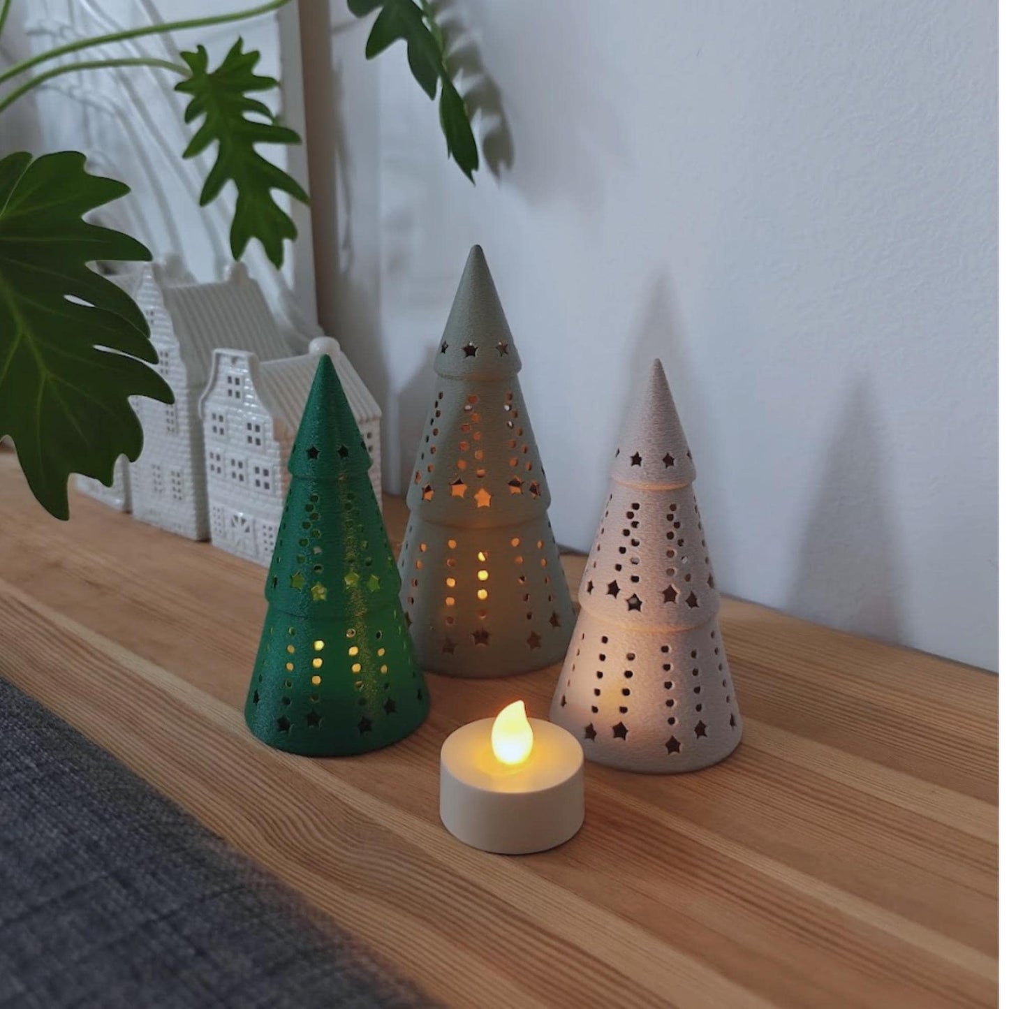 Festive Tree Tealight Shaders, Holiday LED Light Decorations, Christmas Decor, Gift, Present for Loved ones