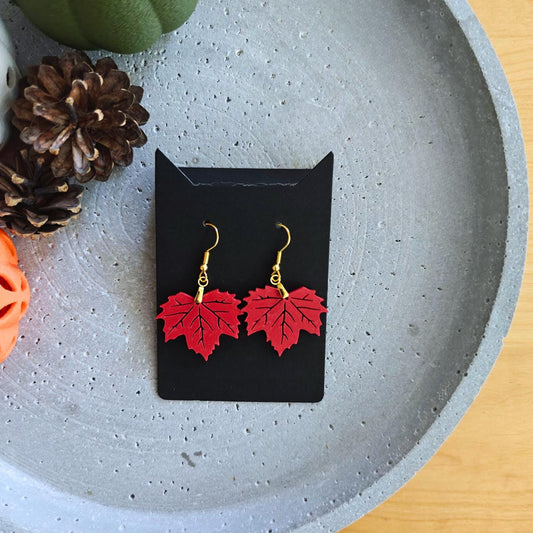 Autumn Leaf Earrings, Fall Jewelry, 3d Printed Leaf Dangle Earrings