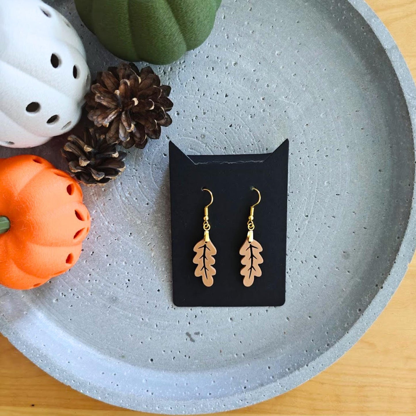 Autumn Leaf Earrings, Fall Jewelry, 3d Printed Leaf Dangle Earrings
