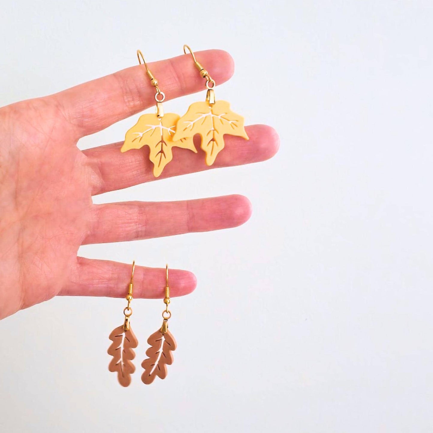 Autumn Leaf Earrings, Fall Jewelry, 3d Printed Leaf Dangle Earrings