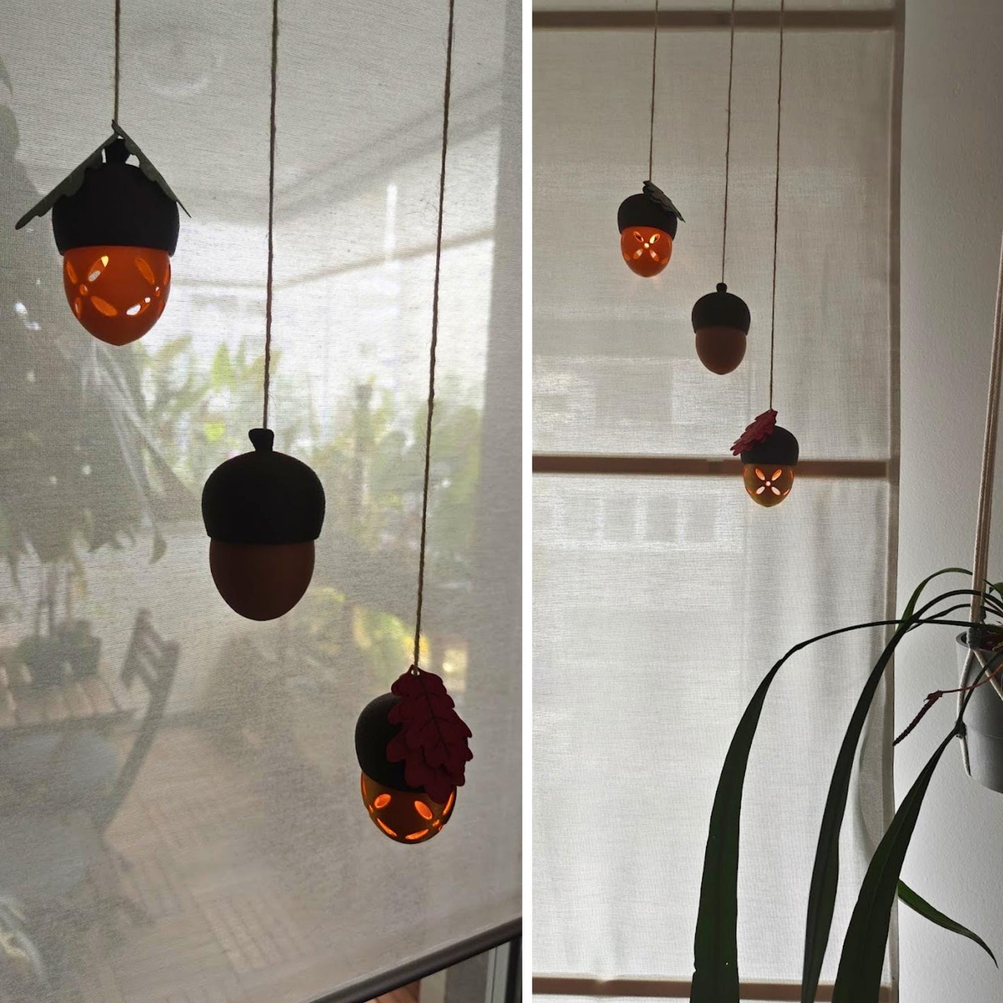 Glowing Acorn Tealight Holder or Small Container, 3D Printed Hanging Decor, Multi purpose Housewarming Gift, 3D printed