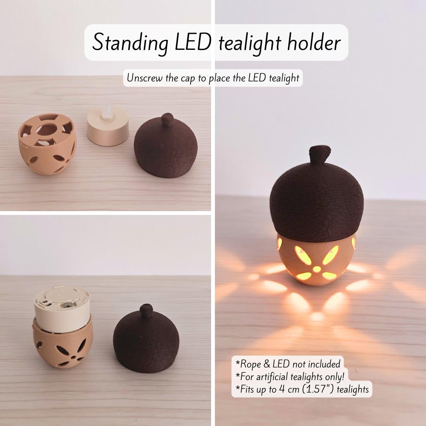 Standing LED tealight holder